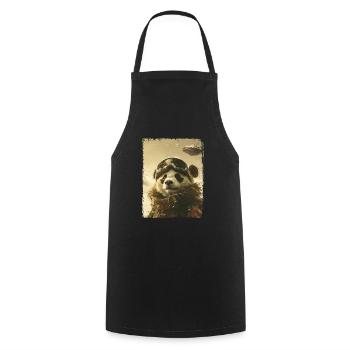 OVNI rétro vintage étrange alien panda d’hiver - Tablier de cuisine - noir - Devant - AI Model Male 185 dark (185cm)