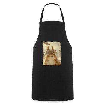 UFO Retro Vintage Uncanny Alien Ski Squirrel - Cooking Apron - black - Front - AI Model Male 185 dark (185cm)