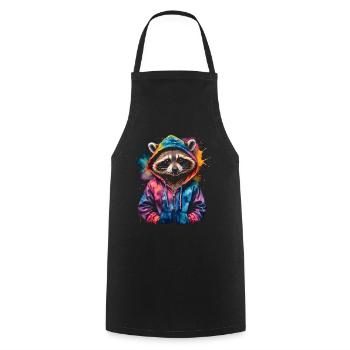 Waschbär Hoodie Bunt Lustig Tier Design Print - Kochschürze - Schwarz - Vorne - AI Model Male 185 dark (185cm)