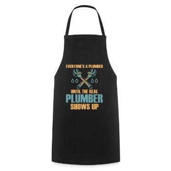 Drôle Je suis plombier - Tablier de cuisine - noir - Devant - AI Model Male 185 dark (185cm)