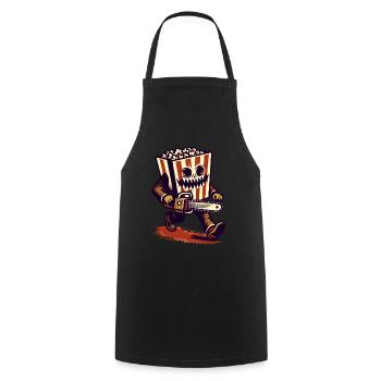 Scary Psycho Popcorn for scary movies - Cooking Apron - black - Front - AI Model Male 185 dark (185cm)