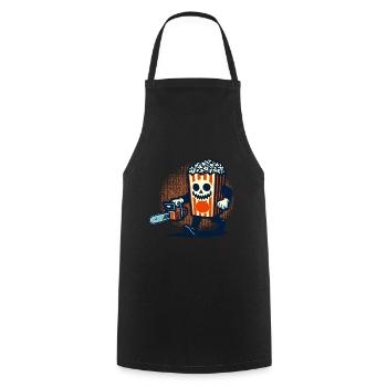 Scary Psycho Popcorn for scary movies - Cooking Apron - black - Front - AI Model Male 185 dark (185cm)