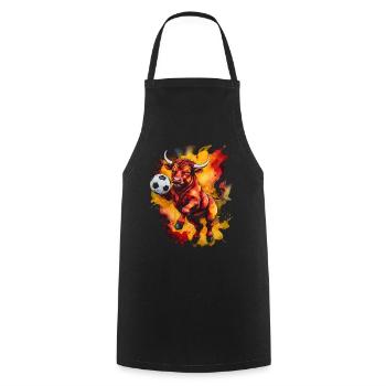 Bull Football Colorful Spain Animal Design Print - Cooking Apron - black - Front - AI Model Male 185 dark (185cm)