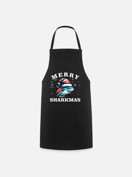 Merry Sharkmas - Weihnachten - Kochschürze - Schwarz
