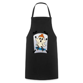 Skateboarding Ghost Funny Halloween Design - Cooking Apron - black - Front - AI Model Male 185 dark (185cm)