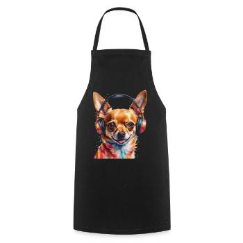 Chihuahua Kopfhörer Hund Lustig Tier Design Print - Kochschürze - Schwarz - Vorne - AI Model Male 185 dark (185cm)