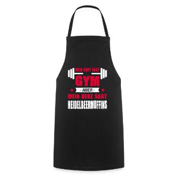 Kopf Sagt Gym Mein Herz Sagt Heidelbeermuffins - Kochschürze - Schwarz - Vorne - AI Model Male 185 dark (185cm)
