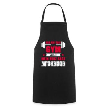 Kopf Sagt Gym Aber Mein Herz Sagt Zwetschkenkuchen - Kochschürze - Schwarz - Vorne - AI Model Male 185 dark (185cm)