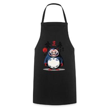 Japonais Daruma Esthétique Yokai Vintage Design - Tablier de cuisine - noir - Devant - AI Model Male 185 dark (185cm)