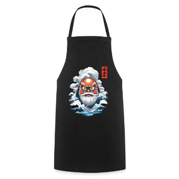 Japanese Daruma Aesthetic Vintage Yokai - Cooking Apron - black - Front - AI Model Male 185 dark (185cm)