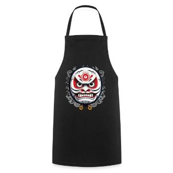 Japanese Daruma Aesthetic Vintage Design - Cooking Apron - black - Front - AI Model Male 185 dark (185cm)