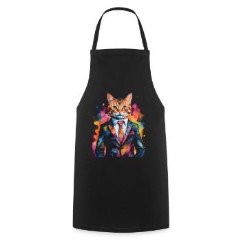 Cat Suit Colorful Funny Funny Animal Design Print - Cooking Apron - black - Front - AI Model Male 185 dark (185cm)