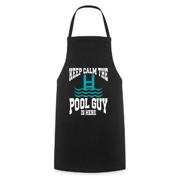 Pool Cleaner Keep Calm The Pool Guy Is Here - Kochschürze - Schwarz - Vorne - AI Model Male 185 dark (185cm)