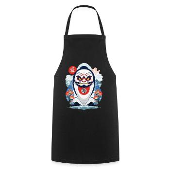 Japanese Daruma Aesthetic Yokai Vintage - Cooking Apron - black - Front - AI Model Male 185 dark (185cm)