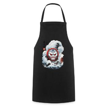 Japanischer Daruma Aesthetic Yokai Streetwear - Kochschürze - Schwarz - Vorne - AI Model Male 185 dark (185cm)