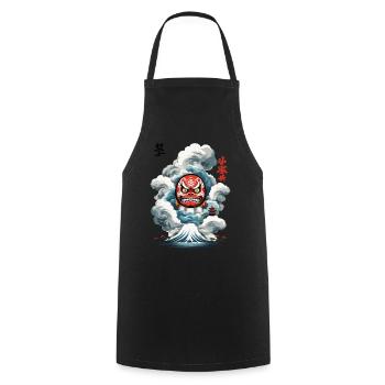 Japanese Daruma Aesthetic Yokai Design - Cooking Apron - black - Front - AI Model Male 185 dark (185cm)
