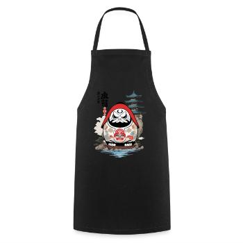 Daruma Japonais Esthétique Yokai Vintage - Tablier de cuisine - noir - Devant - AI Model Male 185 dark (185cm)