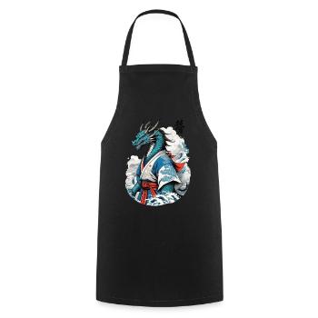 Dragon Samouraï Vintage Ukiyo-e Style - Tablier de cuisine - noir - Devant - AI Model Male 185 dark (185cm)