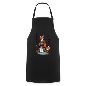 Kitsune Samurai Fuchs Vintage Ukiyo-e Stil - Kochschürze - Schwarz - Vorne - AI Model Male 185 dark (185cm)