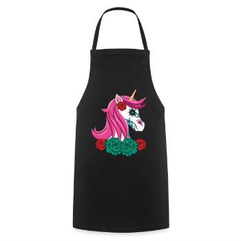Licorne Floral Muertos Jour Des Morts Halloween - Tablier de cuisine - noir - Devant - AI Model Male 185 dark (185cm)