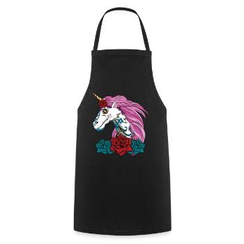 Licorne Muertos Jour des morts Halloween - Tablier de cuisine - noir - Devant - AI Model Male 185 dark (185cm)