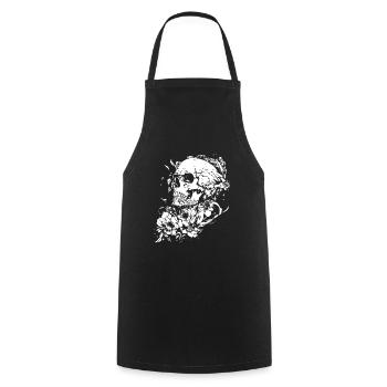 Blumen Skull Halloween Totenkopf - Kochschürze - Schwarz - Vorne - AI Model Male 185 dark (185cm)