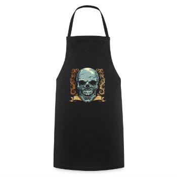 Crâne Halloween Ornement Bannière - Totenschädel - Tablier de cuisine - noir - Devant - AI Model Male 185 dark (185cm)