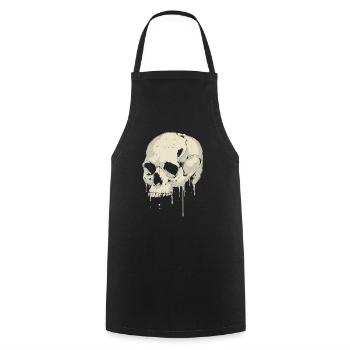 Crâne Halloween Drop Look - Crâne Squelette - Tablier de cuisine - noir - Devant - AI Model Male 185 dark (185cm)
