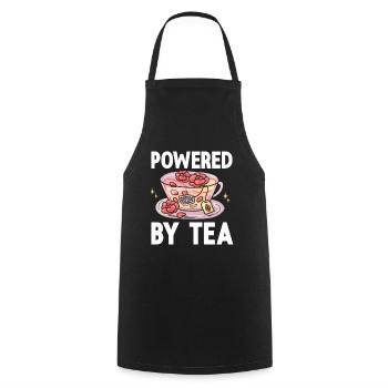 Tea Lover Tea Drinker Quotes Powered By Tea - Kochschürze - Schwarz - Vorne - AI Model Male 185 dark (185cm)