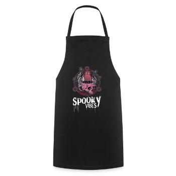 Red Cat and Skull Mug Design - Cooking Apron - black - Front - AI Model Male 185 dark (185cm)