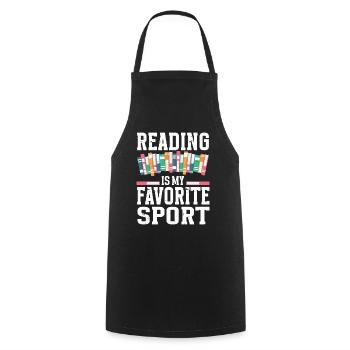 Reading Is My Favorite Sport Bookworm - Kochschürze - Schwarz - Vorne - AI Model Male 185 dark (185cm)