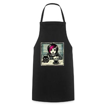 Pastell Goth Style Mürrischer Katzenliebhaber - Kochschürze - Schwarz - Vorne - AI Model Male 185 dark (185cm)