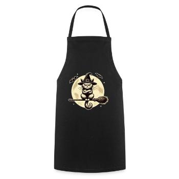 Funny Witch Cat Grumpy Magician Cat - Cooking Apron - black - Front - AI Model Male 185 dark (185cm)