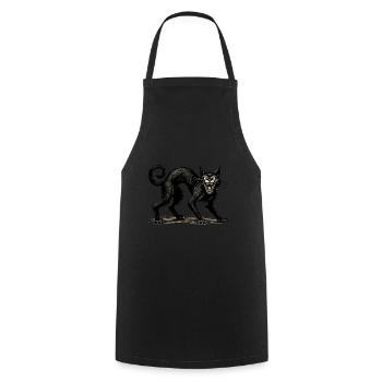 Chat Sorcière Noir Effrayant Extraordinaire - Tablier de cuisine - noir - Devant - AI Model Male 185 dark (185cm)
