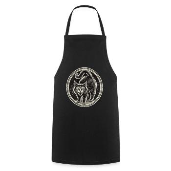 Scary Black Witch Cat Cute Halloween - Cooking Apron - black - Front - AI Model Male 185 dark (185cm)