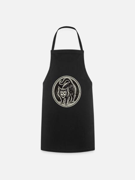 Chat Sorcier Noir Effrayant Mignon Halloween - Tablier de cuisine - noir