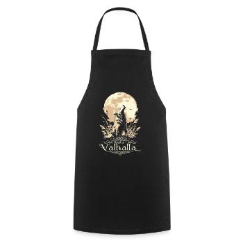 Howling Wolf Road to Valhalla Full Moon - Cooking Apron - black - Front - AI Model Male 185 dark (185cm)