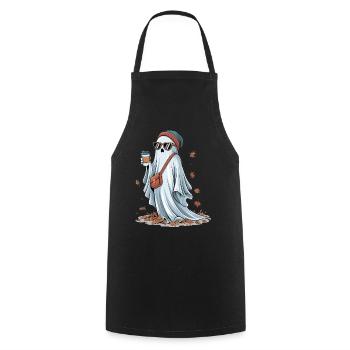 Café et fantômes - Tablier de cuisine - noir - Devant - AI Model Male 185 dark (185cm)