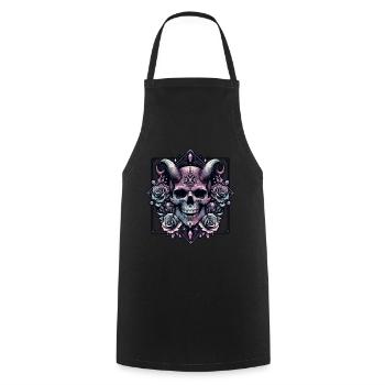 Pastel Goth Aesthetic Düsteres Skull Design - Kochschürze - Schwarz - Vorne - AI Model Male 185 dark (185cm)