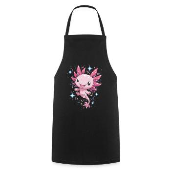 aKawaii Axolotl with Stars for Kids and Fans - Cooking Apron - black - Front - AI Model Male 185 dark (185cm)
