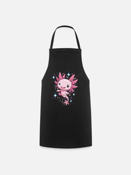aKawaii Axolotl avec des étoiles pour les enfants et les fans - Tablier de cuisine - noir