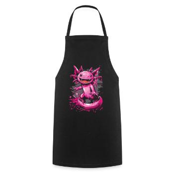Kawaii Axolotl in Pink with Energy and Style - Cooking Apron - black - Front - AI Model Male 185 dark (185cm)