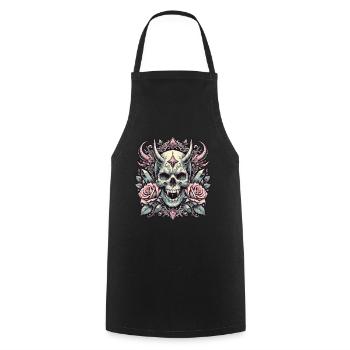 Pastel Goth Aesthetic Dark Skull Design - Cooking Apron - black - Front - AI Model Male 185 dark (185cm)