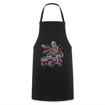 Dino Mit Skelett Dinosaurier Auf Monstertruck - Kochschürze - Schwarz - Vorne - AI Model Male 185 dark (185cm)