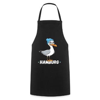 Hamburg Hamburger Möwe Beanie Nordsee Cartoon - Kochschürze - Schwarz - Vorne - AI Model Male 185 dark (185cm)