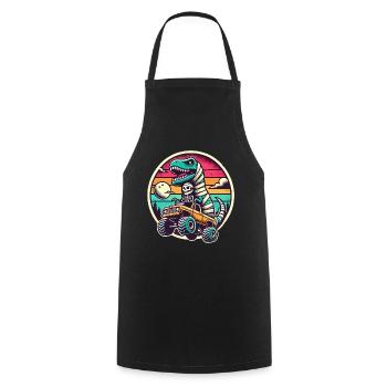Dino with skeleton dinosaur on monster truck - Cooking Apron - black - Front - AI Model Male 185 dark (185cm)