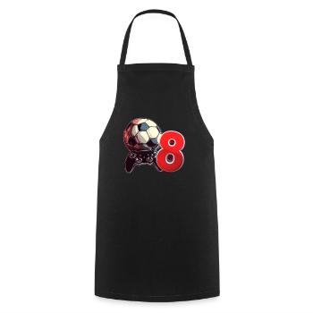 Football et jeux d’argent Anniversaire garçon 8 ans - Tablier de cuisine - noir - Devant - AI Model Male 185 dark (185cm)