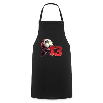Football and Gaming Birthday Boy 13 Years - Cooking Apron - black - Front - AI Model Male 185 dark (185cm)