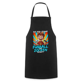 Football and Gaming Birthday Boy 6 Years - Cooking Apron - black - Front - AI Model Male 185 dark (185cm)