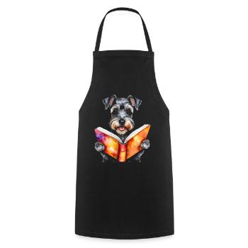 Zwergschnauzer Lesen Hund Lustig Tier Design Print - Kochschürze - Schwarz - Vorne - AI Model Male 185 dark (185cm)